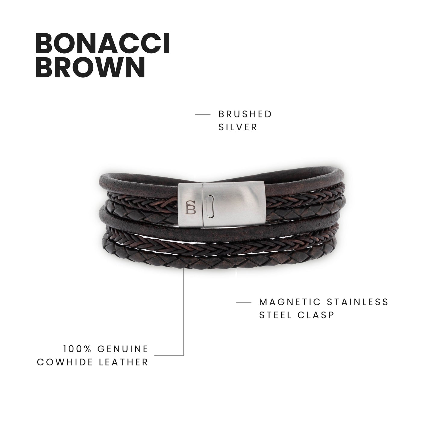 Bonacci Leren Armband Bruin