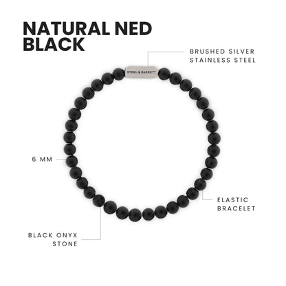 Bracelet en Pierres Natural Ned 6mm Onyx Noir Mat