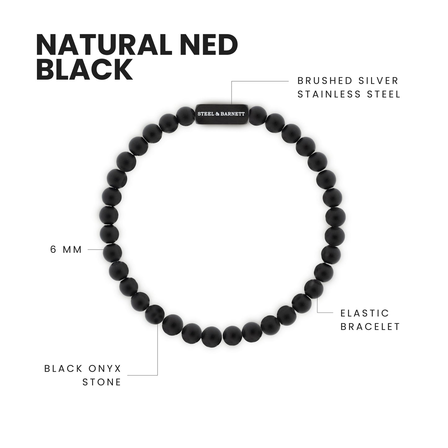 Bracelet en Pierres Black Edition 6mm Natural Ned