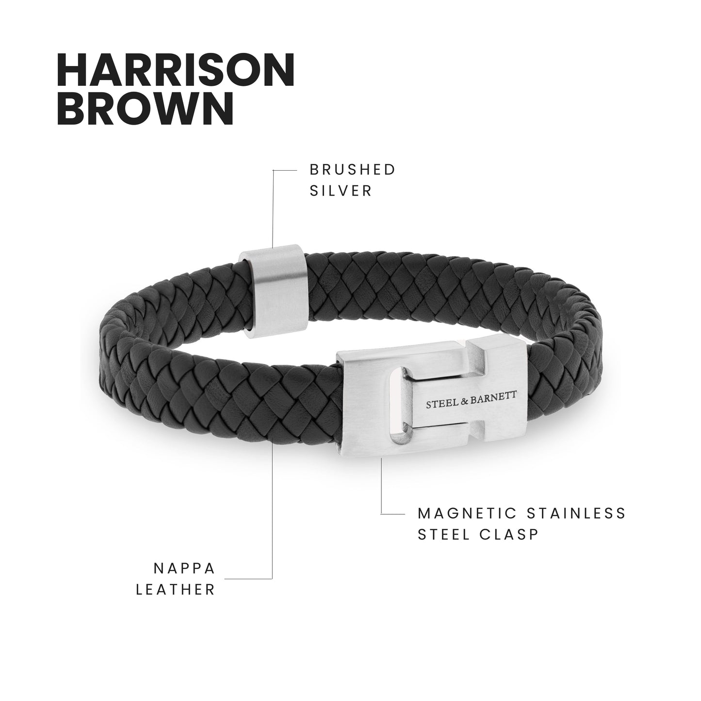 minimal leather bracelet for men stainless steel clasp