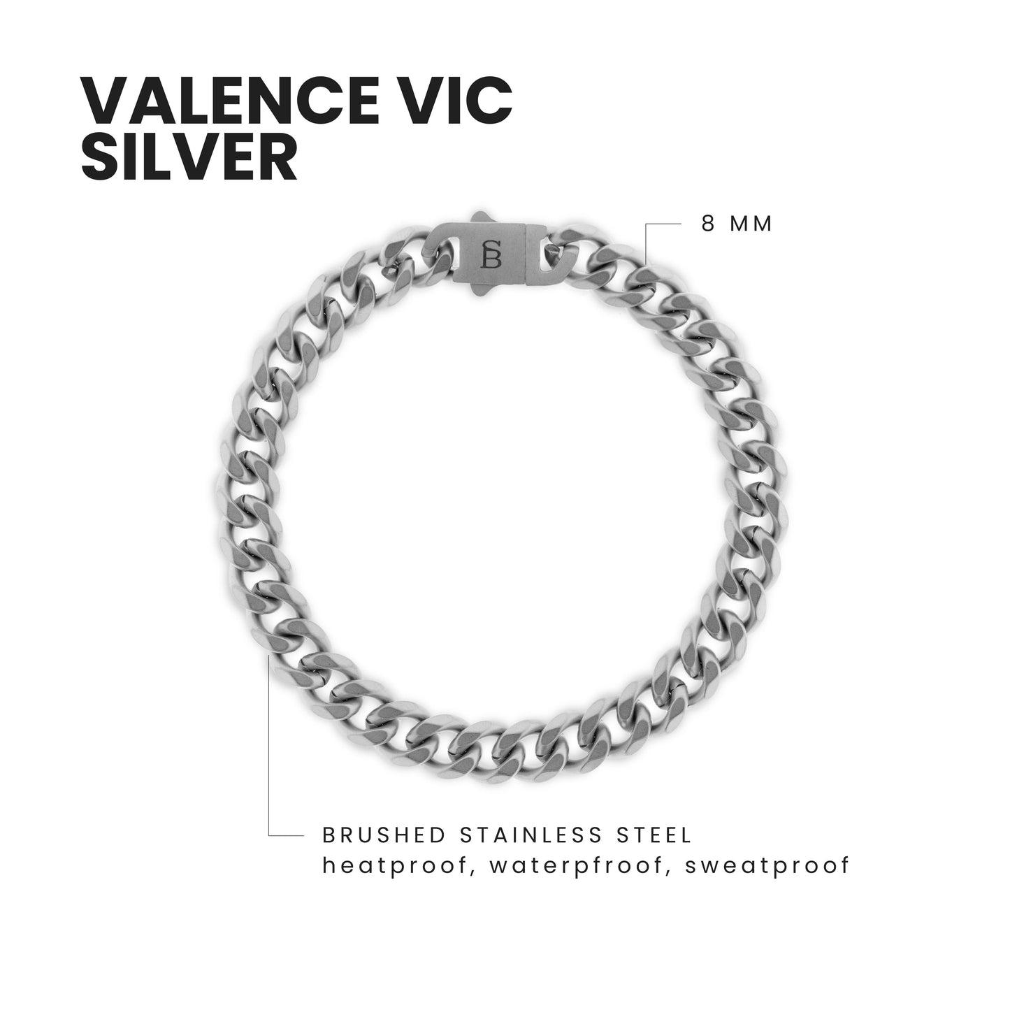 Bracelet Chaîne Valence Vic 8mm en Argent