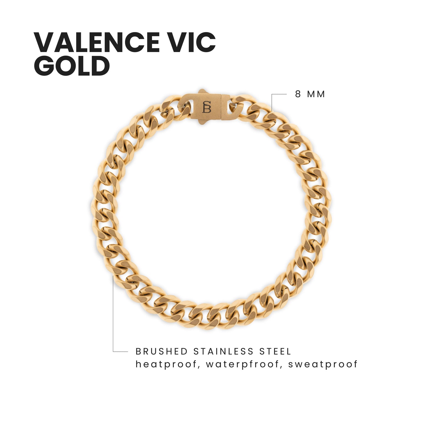 Valence Vic 8mm Chain Bracelet 18K Gold