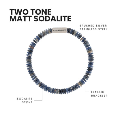 Two Tone Disc Gemstone Bracelet Matt Sodalite