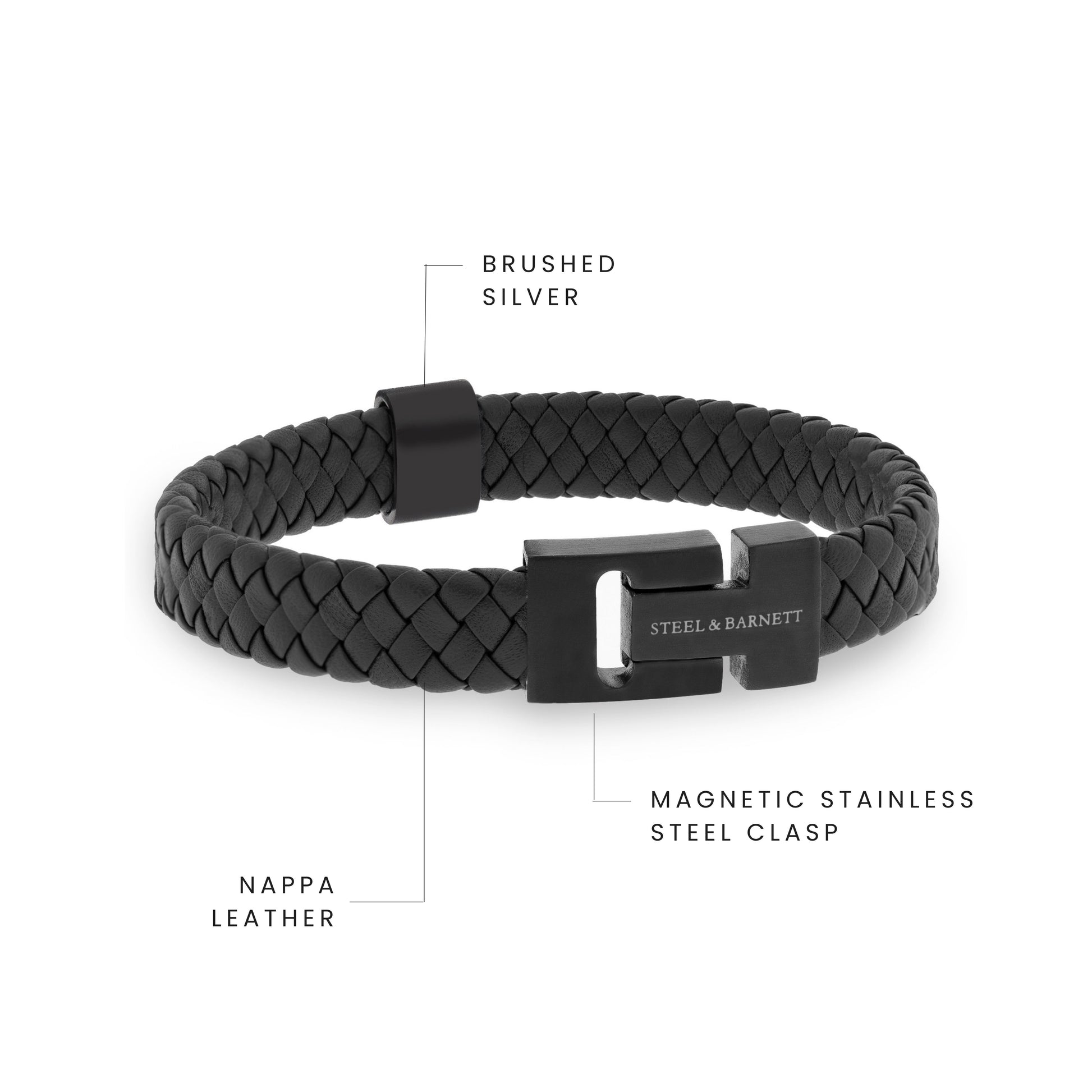 minimal leather bracelet for men stainless steel clasp