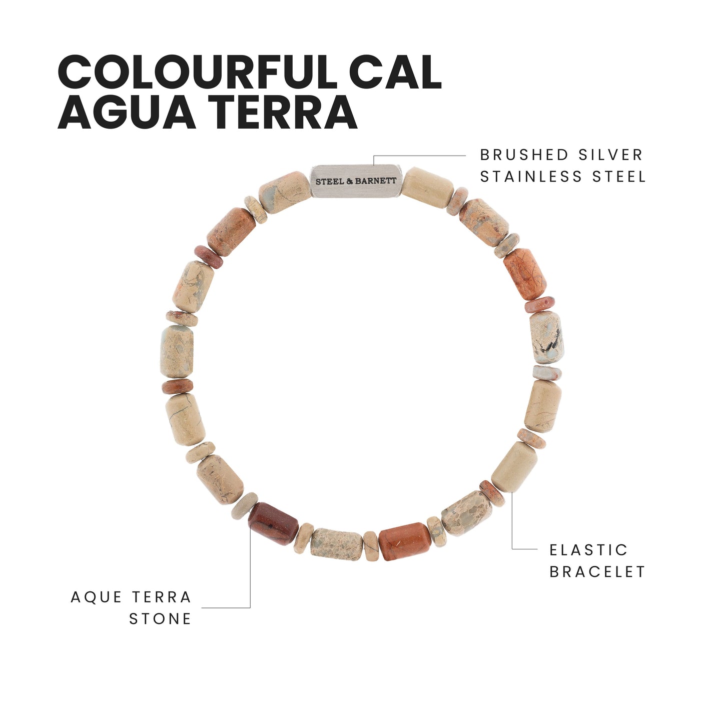 Colourful Cal Barrel Gemstone Bracelet Aqua Terra