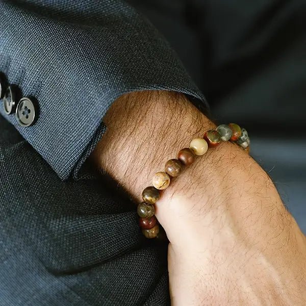 8mm Cherry Creek jasper beaded bracelet for men​