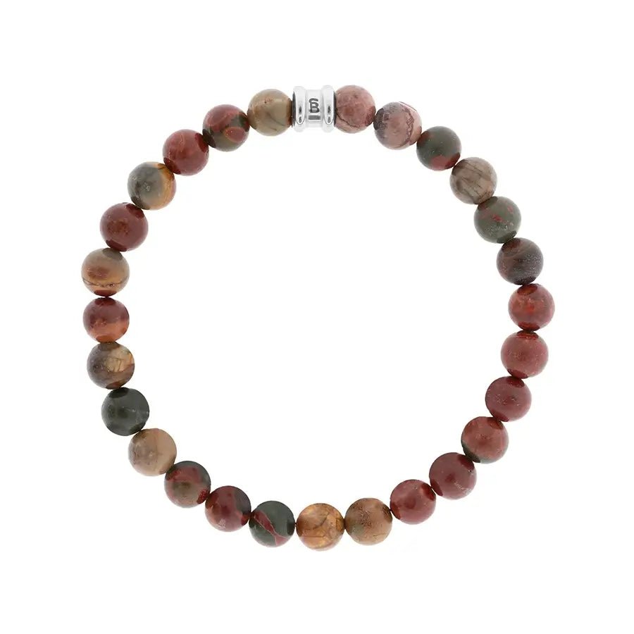 8mm Round Cherry Creek Jasper Gemstone Beaded Bracelet