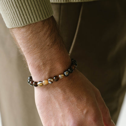8mm Round Gemstone Bracelet Crazy Lace Agate - STEEL & BARNETT