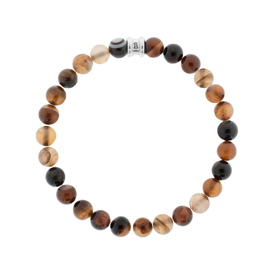 8mm Round Gemstone Bracelet Crazy Lace Agate - STEEL & BARNETT