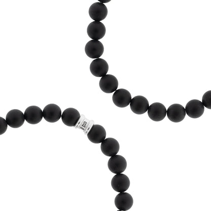 8mm Round Gemstone Bracelet Matt Black Onyx - STEEL & BARNETT