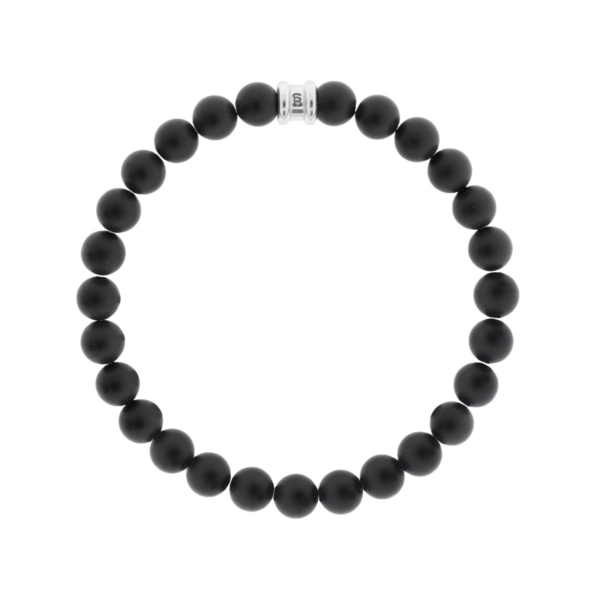 8mm Round Gemstone Bracelet Matt Black Onyx - STEEL & BARNETT