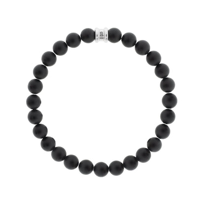 8mm Round Gemstone Bracelet Matt Black Onyx - STEEL & BARNETT