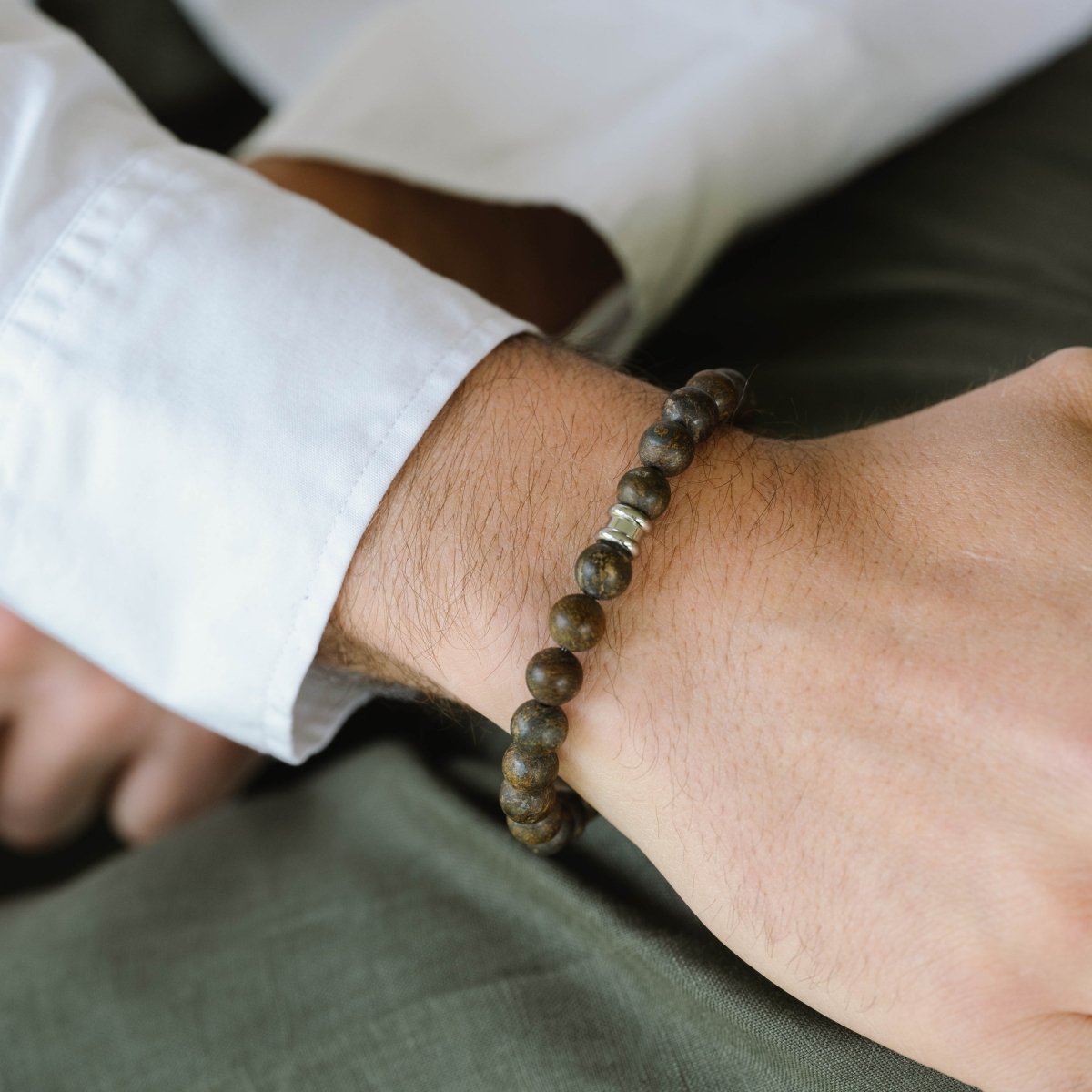 8mm matte bronzite beaded bracelet for men