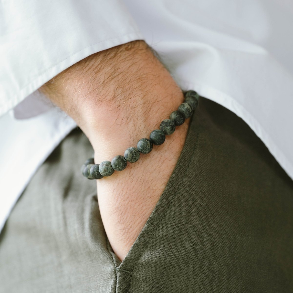 8mm matte kambaba beaded bracelet for men