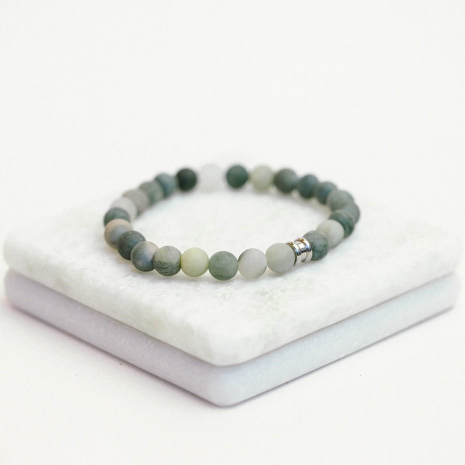 8mm Round Gemstone Bracelet Matt Mud - STEEL & BARNETT