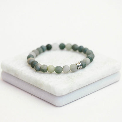 8mm Round Gemstone Bracelet Matt Mud - STEEL & BARNETT