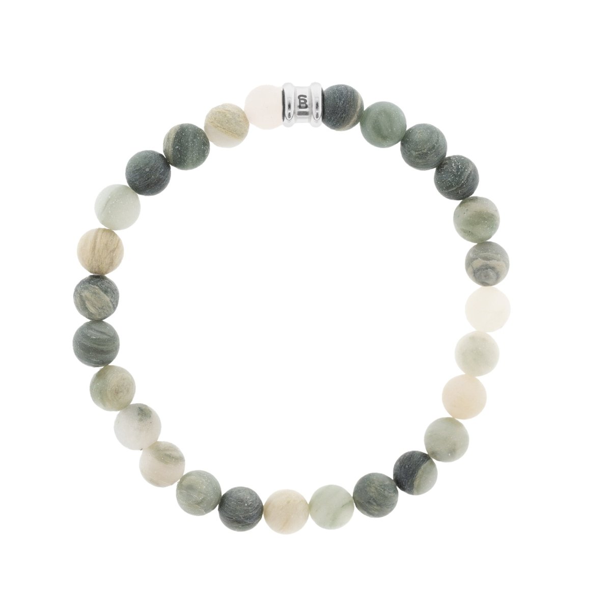 8mm Round Gemstone Bracelet Matt Mud - STEEL & BARNETT