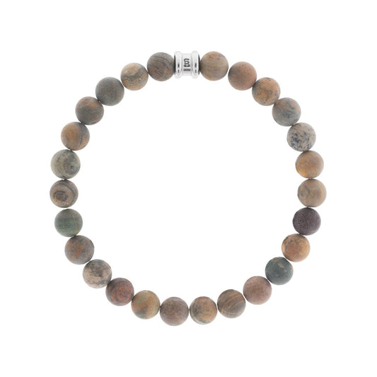 8mm Round Gemstone Bracelet Matt Rainbow - STEEL & BARNETT