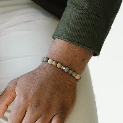 8mm Round Gemstone Bracelet Matt Rainbow - STEEL & BARNETT