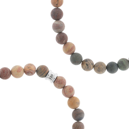 8mm Round Gemstone Bracelet Matt Rainbow - STEEL & BARNETT
