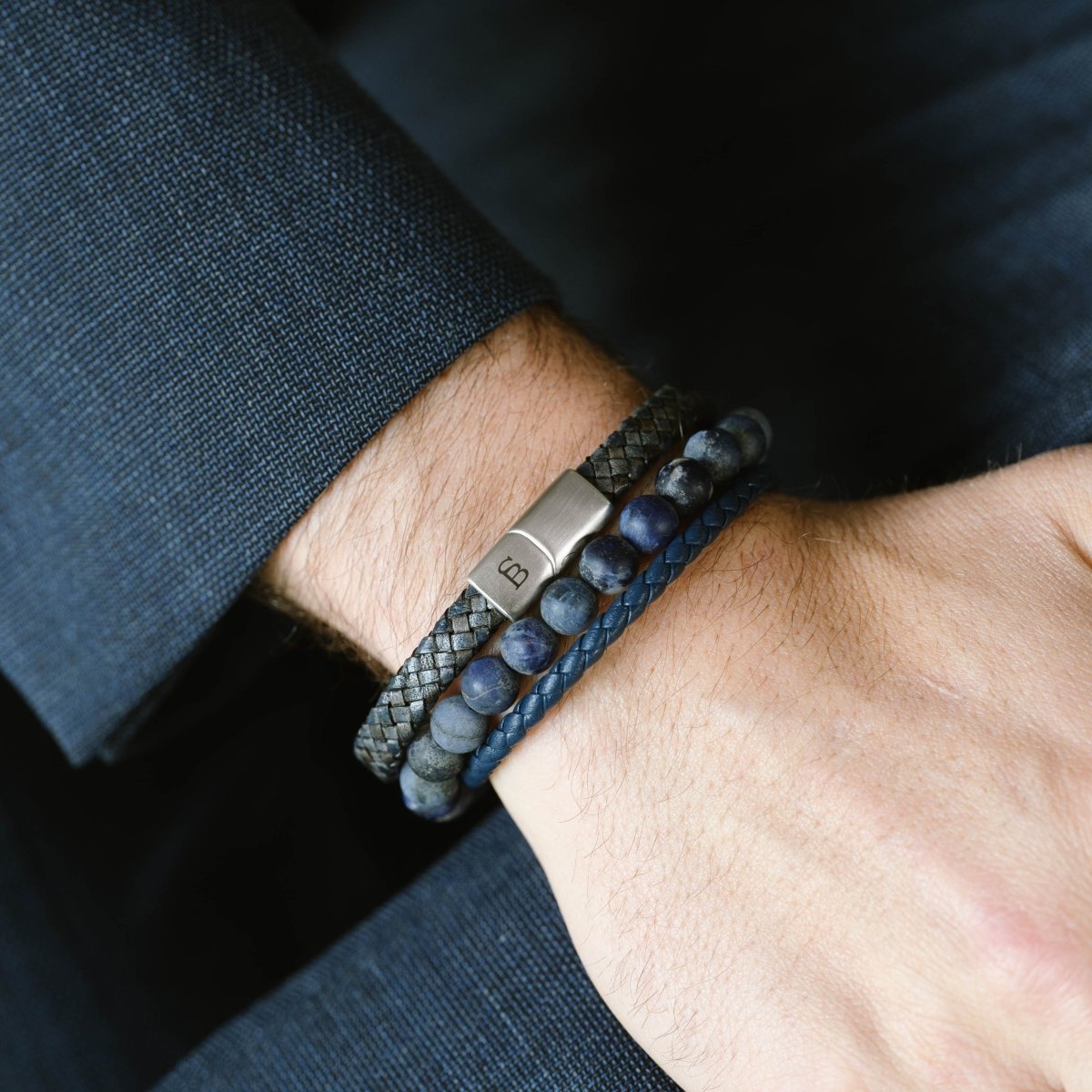 matte sodalite gemstone stretch bracelet