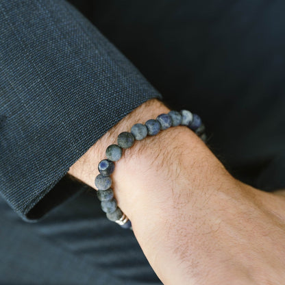 8mm Round Gemstone Bracelet Matt Sodalite - STEEL & BARNETT