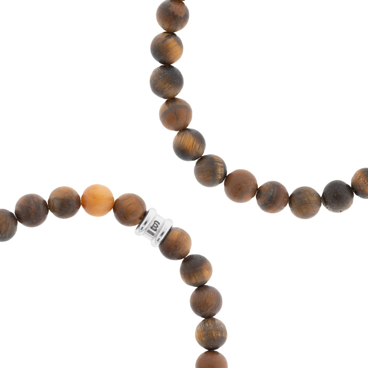 8mm Round Gemstone Bracelet Matt Tiger Eye - STEEL & BARNETT