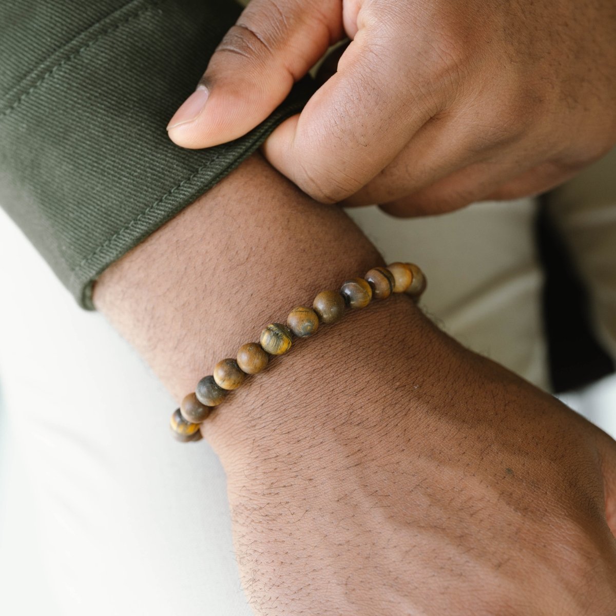 8mm matte tiger eye stone beaded bracelet for men
