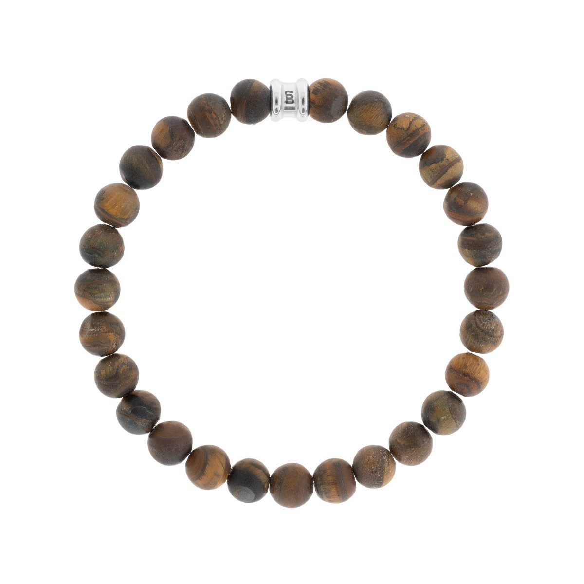 8mm Round Gemstone Bracelet Matt Tiger Eye - STEEL & BARNETT