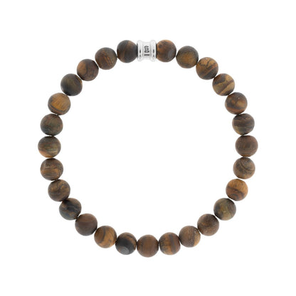 8mm Round Gemstone Bracelet Matt Tiger Eye - STEEL & BARNETT