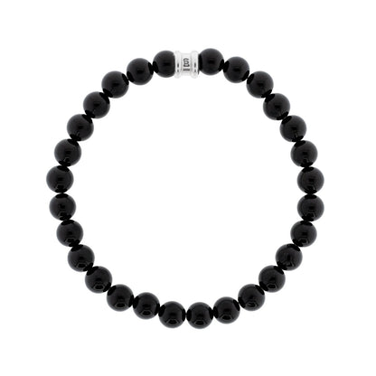 8mm Round Gemstone Bracelet Obsidian - STEEL & BARNETT