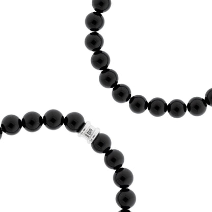 8mm Round Gemstone Bracelet Obsidian - STEEL & BARNETT