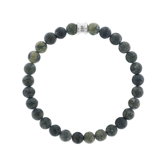 8mm Round Gemstone Bracelet Serpentine - STEEL & BARNETT