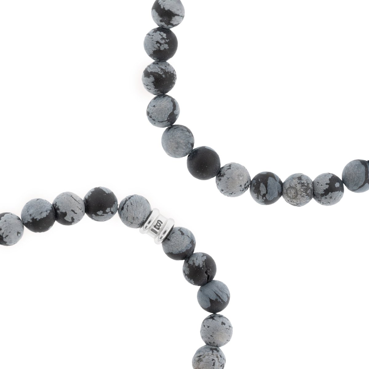 8mm Round Gemstone Bracelet Snowflake Obsidian - STEEL & BARNETT