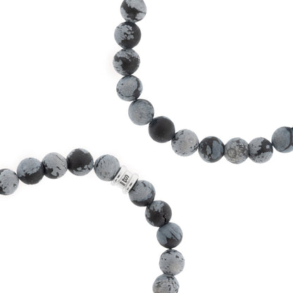 8mm Round Gemstone Bracelet Snowflake Obsidian - STEEL & BARNETT