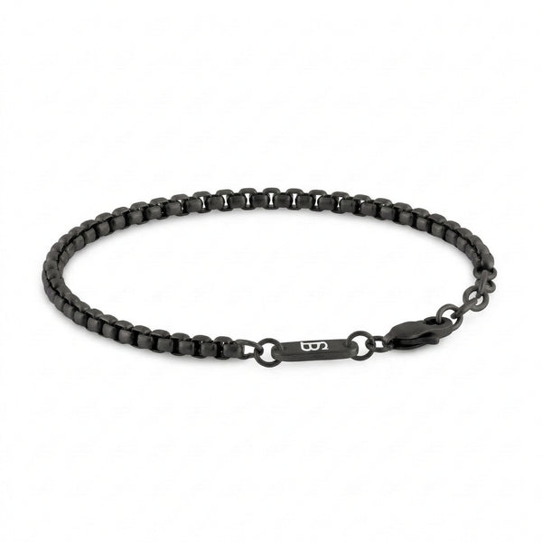 Adjustable Box Link Chain Bracelet In Black Stainless Steel