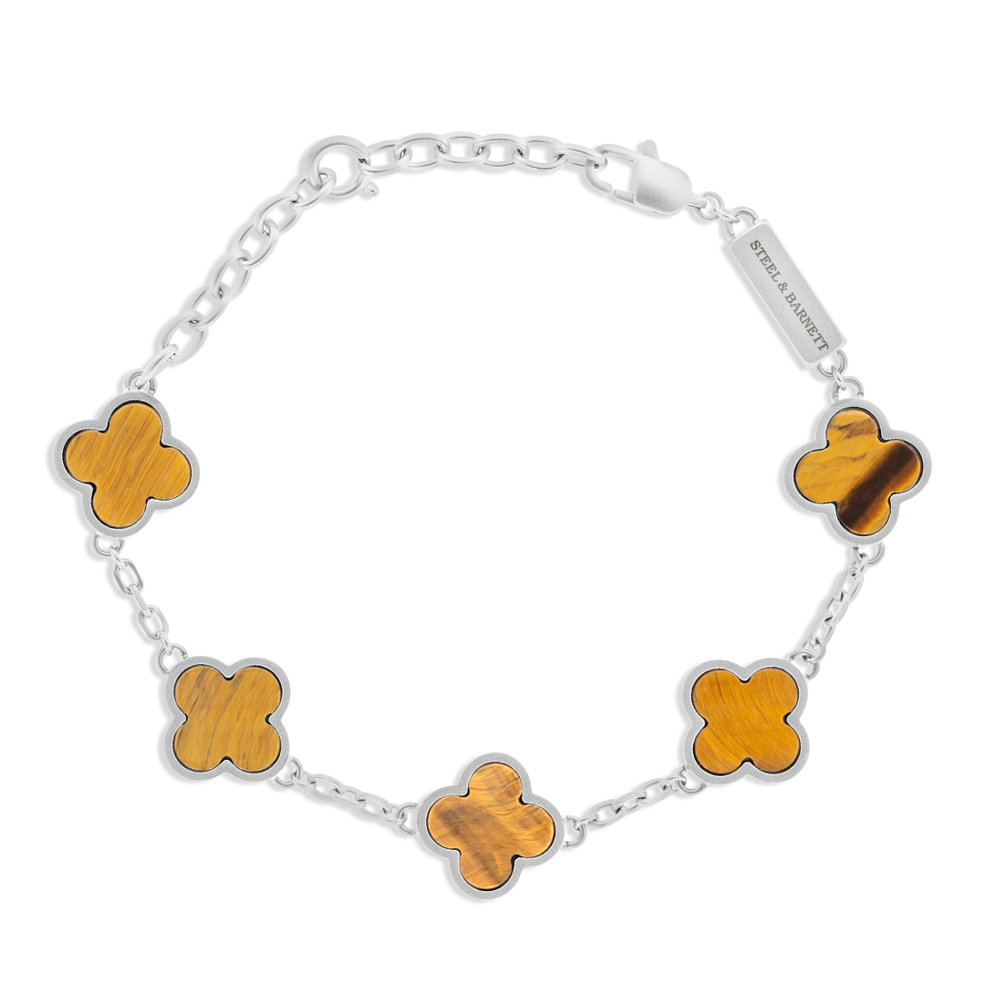 Clover Gemstone Bracelet Tiger Eye