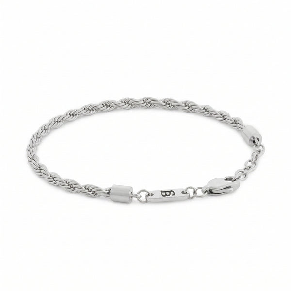 Adjustable Rope Chain Bracelet In Stainless Steel