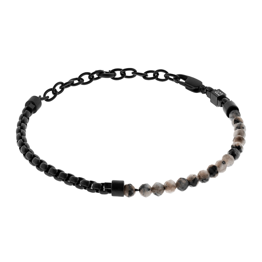 Strato Beaded Bracelet Snowflake Obsidian