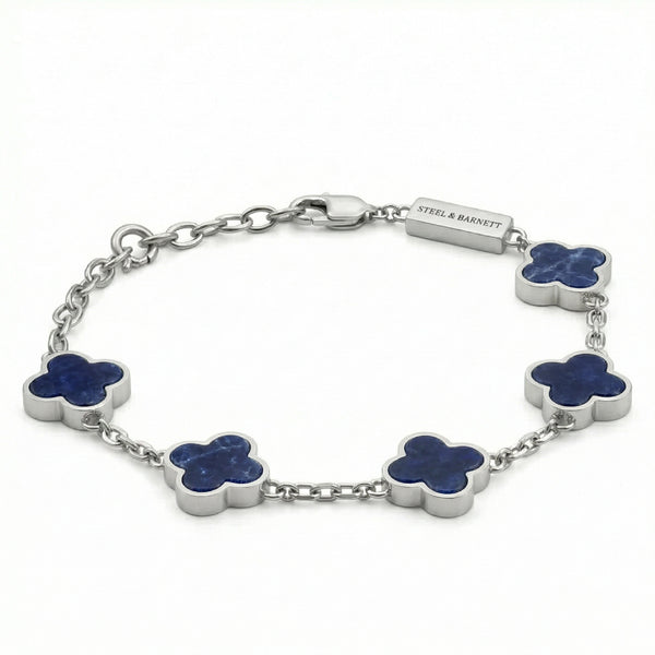 GARNET CROW シルバーブレスレット Lucky Clover Sodalite Gemstone Charm Bracelet