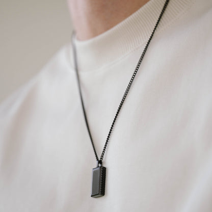 matt black stainless steel ring necklace pendant chain thin ring minimal jewelry steel and barnett