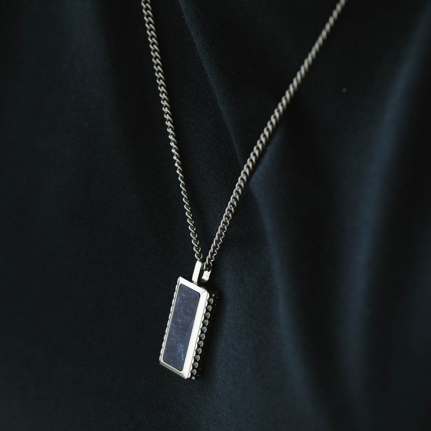 silver blue necklace chain mendant for men gemstone sodalite steel and barnett stainless steel Hatton Gemstone Necklace Silver/Sodalite Adjustable 60-70cm/24-28'