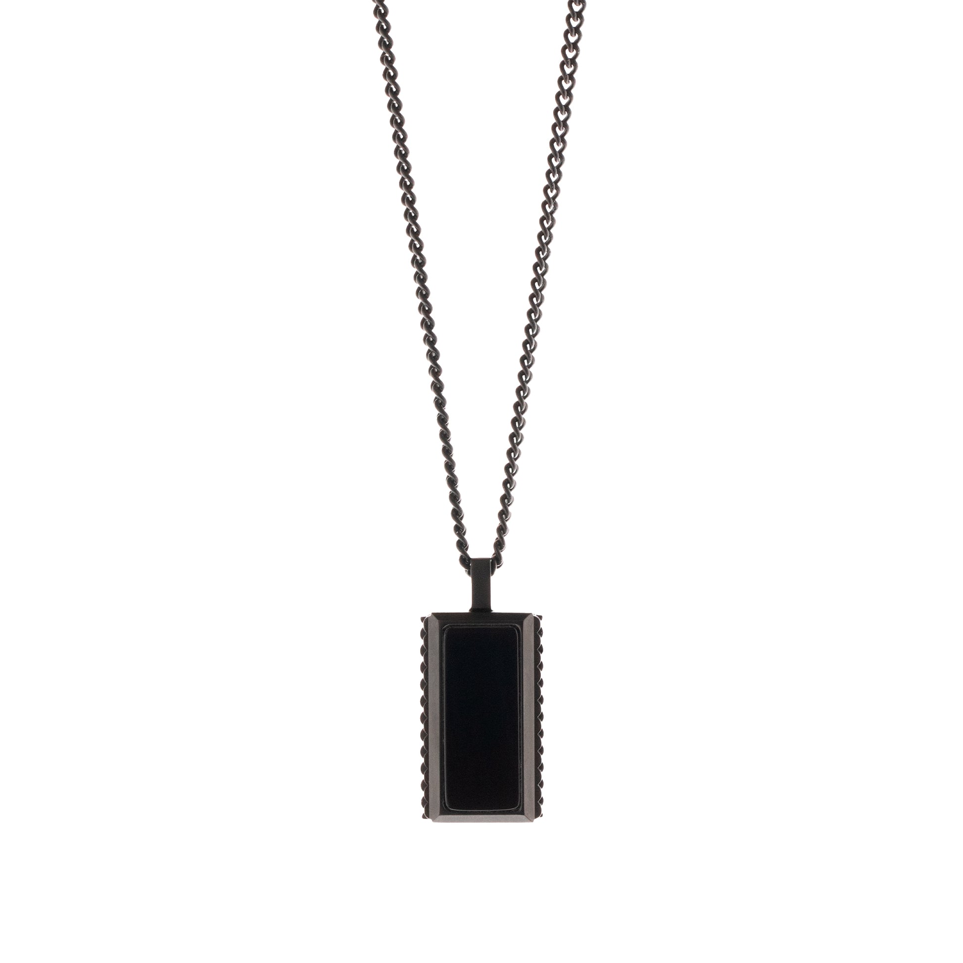 black pendant necklace chain for men Hatton Gemstone Necklace Black/Black Onyx Adjustable 60-70cm/24-28' steel and barnett