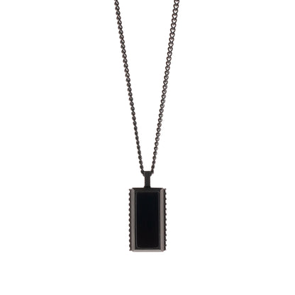 black pendant necklace chain for men Hatton Gemstone Necklace Black/Black Onyx Adjustable 60-70cm/24-28' steel and barnett