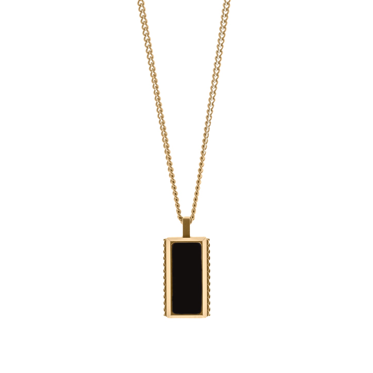 gold pendant necklace for men with black Onyx gemstone by steel and barnett