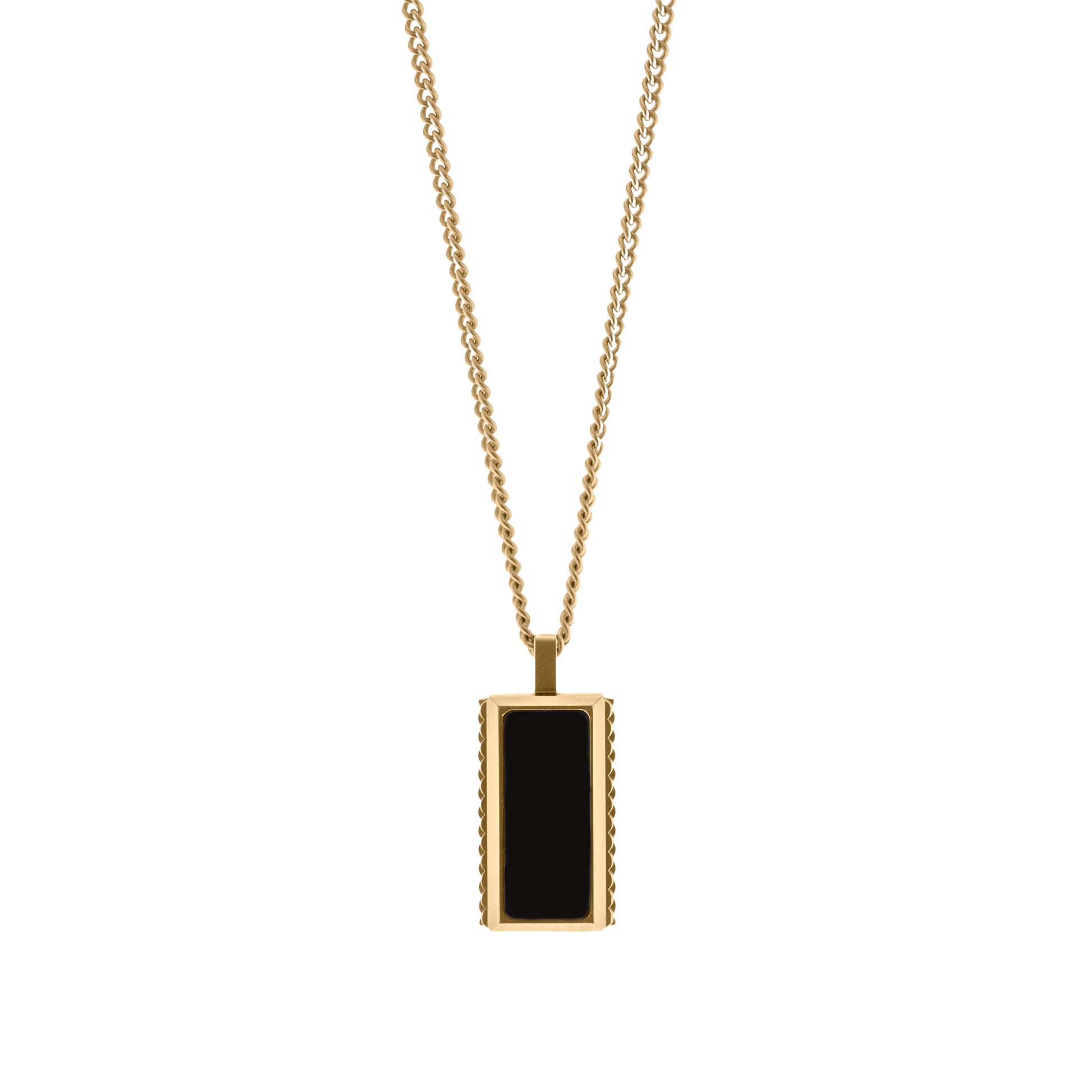 gold pendant necklace for men with black Onyx gemstone by steel and barnett