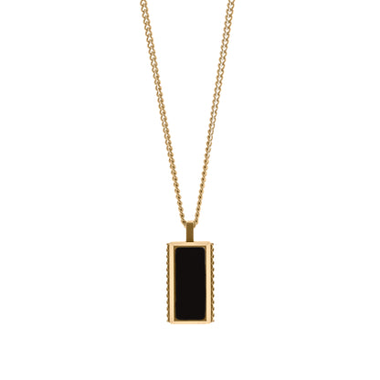 gold pendant necklace for men with black Onyx gemstone by steel and barnett