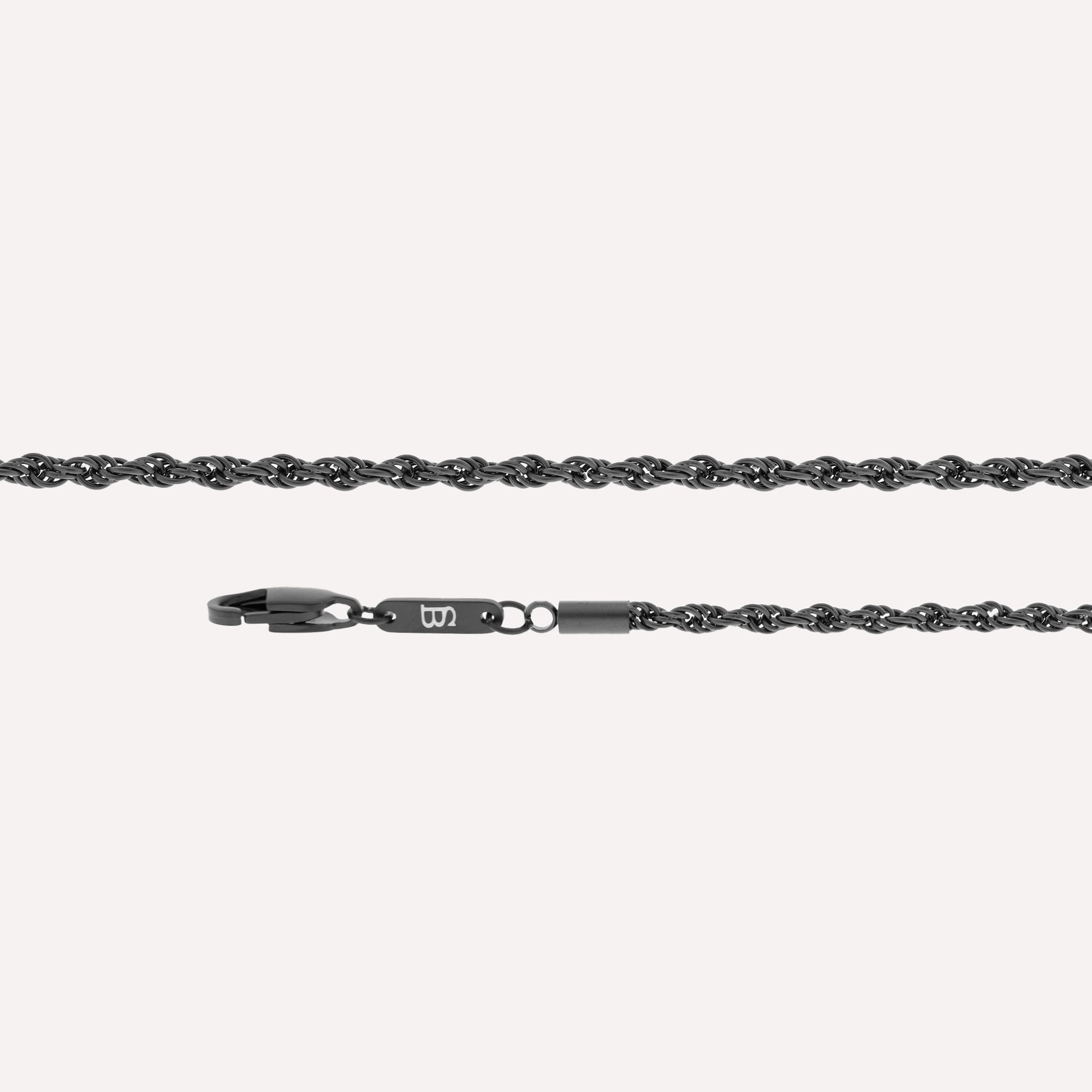 Helix Chain Necklace Black Adjustable 50-60cm/20-24' for men steel and barnett