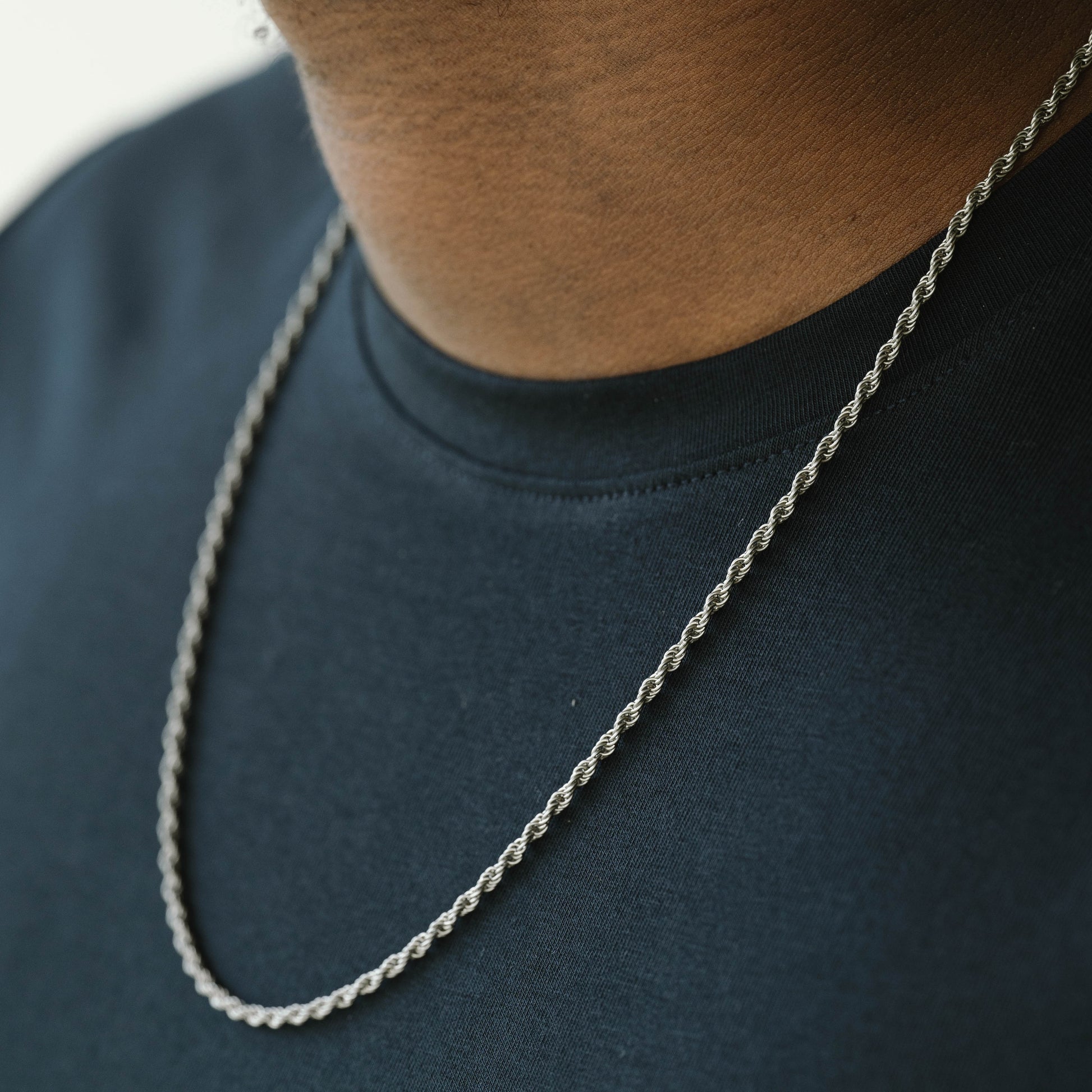 silver chain for men twisted helix necklace stainless steel waterproof steel and barnett