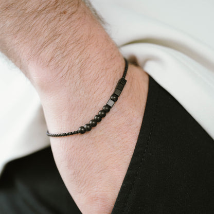stainless steel all black bracelets for men gifts for him father's day gifts HERO Morse Code Bracelet Black